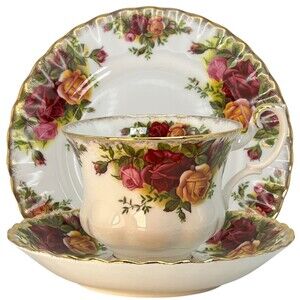 Royal Albert Old Country Roses Teacup & Saucer & 6" Plate Floral Gold Bone China